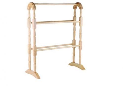 Natural Rubber Wooden Towel Rail 63x30x78cm Floor Standing Bathroom Rail