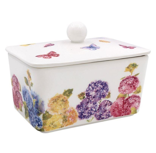 Butterfly Blossom Butter Dish Porcelain Floral Design Elegant Table Gift Idea