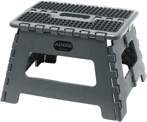 Addis Grey Folding Step Stool with Carry Handle Plastic