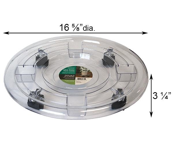 16 Inch Panacea Plastic Plant Caddy Clear