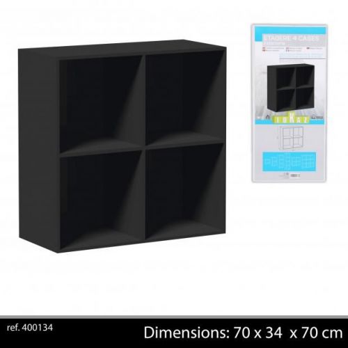 Wooden Shelf Unit 4x cubes Black 70x34x70cm