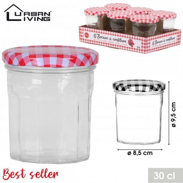 Set Of 6 Glass Storage Jar 300ml With Lid