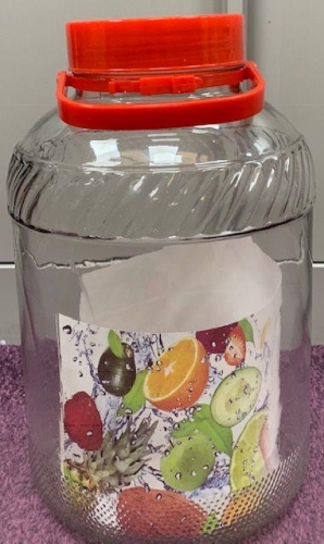 Glass jar 10L with Red Plastic lid