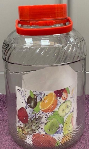10L Glass Jar with Red Plastic Lid for Kitchen Storage - Containers Square Thick Utensils Tin Canister