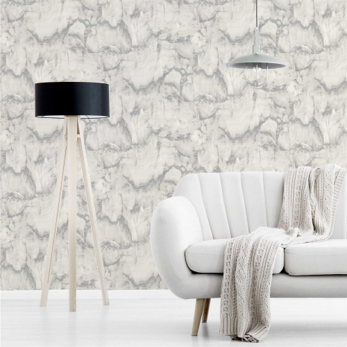 Crown Aura Marble Silver Wallpaper 52cm x 10.05m