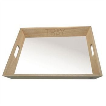 Rubber Wood Tea Tray Handles White Top Serving