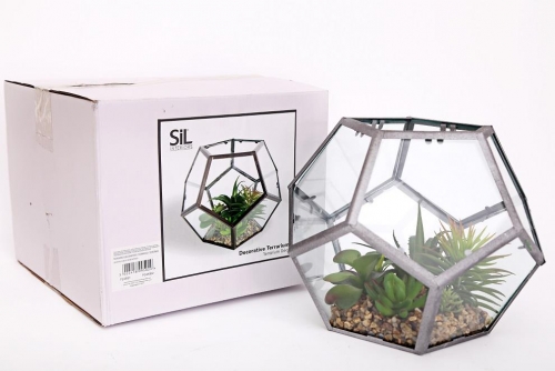 Plastic Hexagon Terrarium Metal Glass Home Decoration