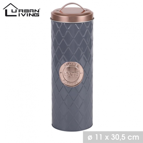 Copper Lid and Grey Pasta Tin Box Canister Modern Design