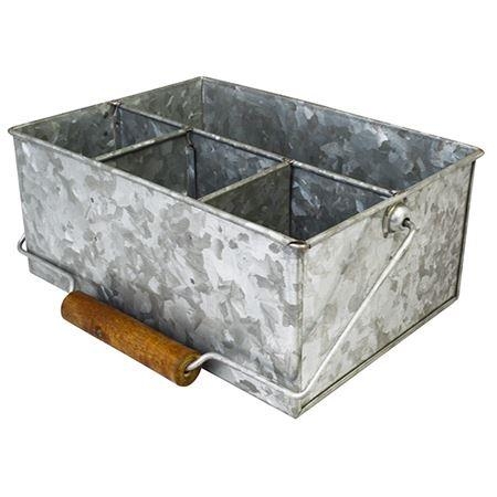 Galvanised Table Caddy 4 Compartment