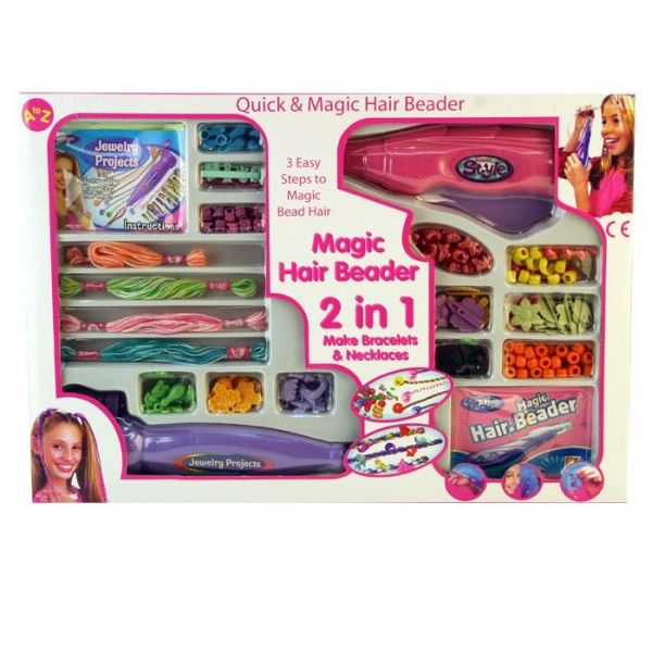 Magic Hair Beader 2 In 1 Girls Jewellery Maker Bead Bracelets And Necklaces Best For Kids