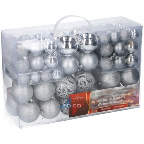 Pack of 100 assorted Christmas Balls Silver Christmas Gifts