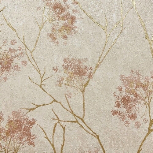 Vymura Sofia Sprig Blush Wallpaper 53cm x 10.05m