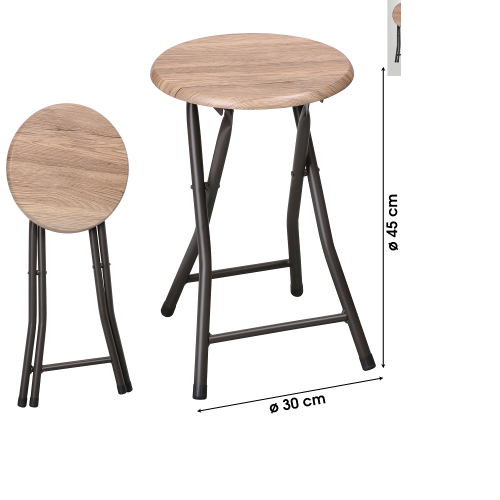 Round Wooden Folding Stool for Home Garden