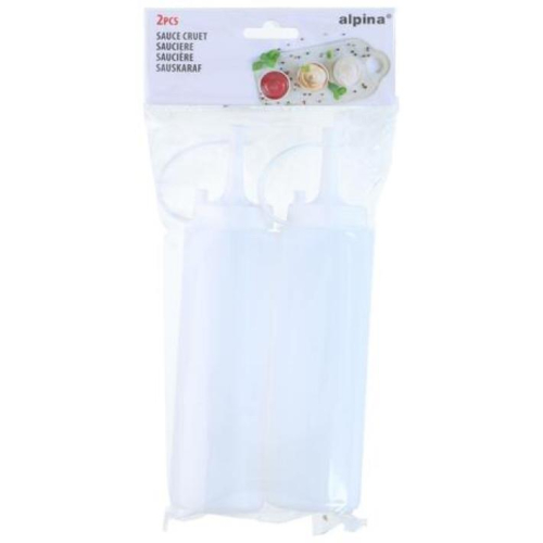 2 Piece White Plastic Sauce Cruet Set Oil Vinegar Dispenser Kitchen Table Use