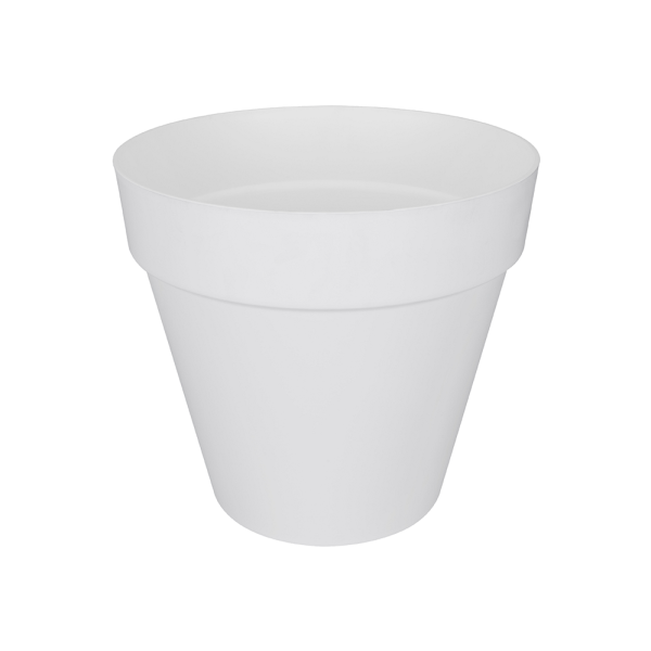 Loft Urban Round 40cm White Flowerpot with Wheels Water Reservoir for Outdoors