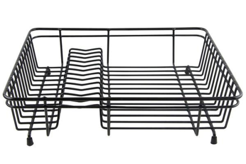 Large Black Dish Drainer Durable Coated Steel Efficient Modern Kitchen Solution