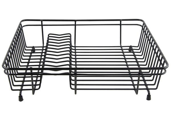 Large Black Dish Drainer Durable Coated Steel Efficient Modern Kitchen Solution