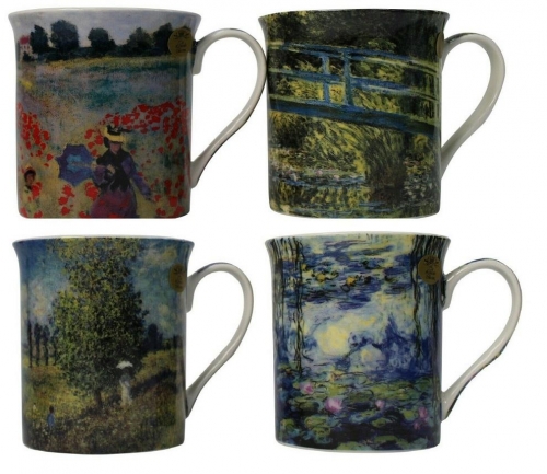 Set of 4 Claude Monet Mugs Set Fine China Multicolour
