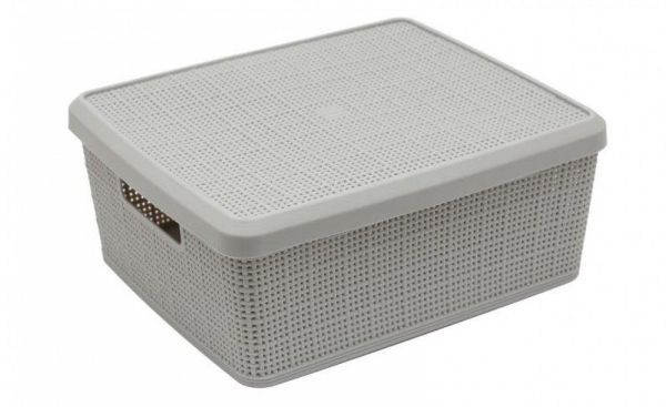 35x14cm Storage Basket W/lid Grey