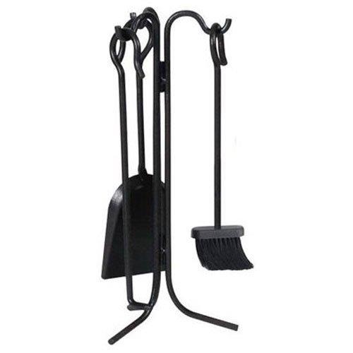 4 Piece Fireplace Tool Set New Black