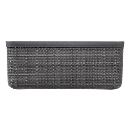 Jute Small Basket Grey - Durable Plastic Compact Storage for Home or Office Use - Decor, Lightweight Organiser