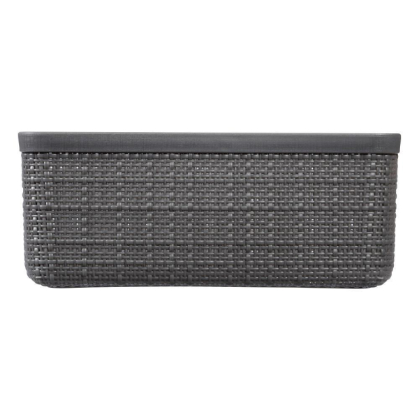 Jute Small Basket Grey - Durable Plastic Compact Storage for Home or Office Use - Decor, Lightweight Organiser