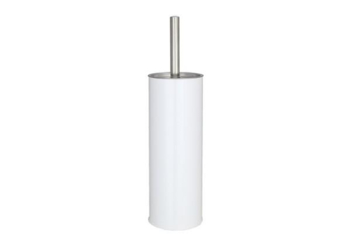 White Stainless Steel Toilet Brush Holder with Nylon Bristles and Inner Cup