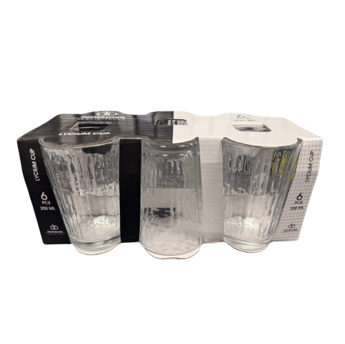Set of 6 Drinking Glasses 200ml Clear Glass Tumblers for Water Juice Soda