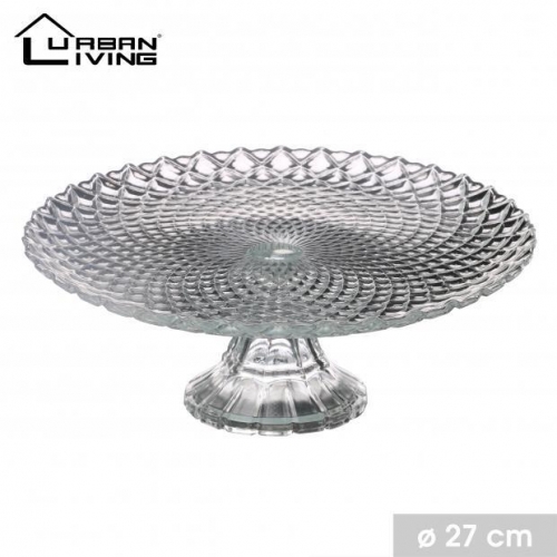 27cm Glass Pie Fruit Plate Round on Glass Base