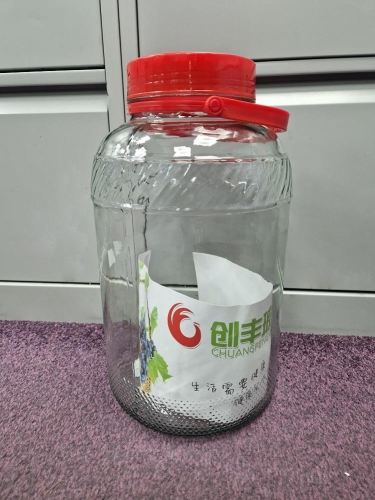 8L Glass Jar with Red Plastic Lid - Home Organizer - Bottles Tin Canister