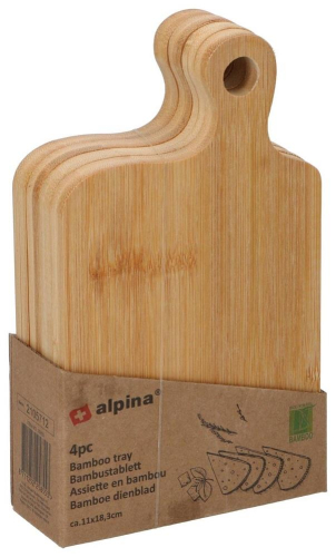 Bamboo Tray Set 4 Pieces Durable Serving Trays Compact Organizing Serving Set