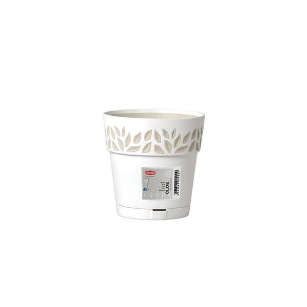 Cloe Pot 15cm Self Watering White Travertine for Small Plants Garden Planter