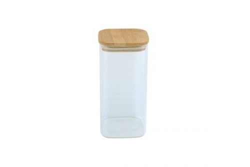 Borosilicate Pasta Rice Food Glass Canister With Wood Lid 1.75L
