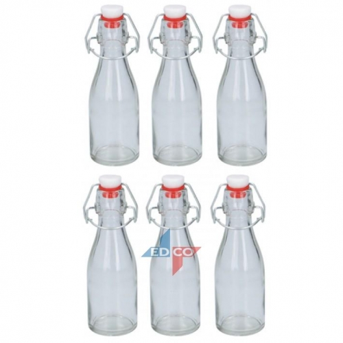 Set Of 6 Swing Top 150ml Glass Oil Vinegar Sauce Storage Preserve Bottles