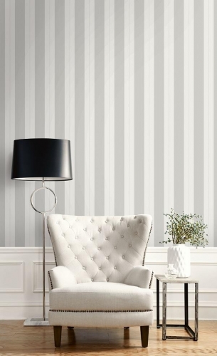 Pear Tree Studios Metallic Stripe Silver Wallpaper