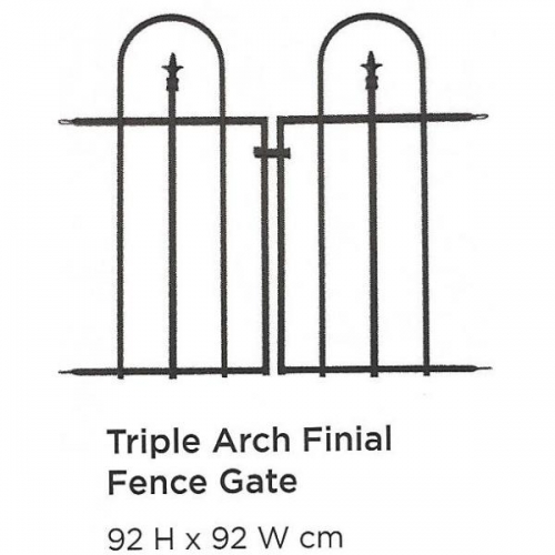 Triple Arch Finial Gate Black 92x92 cm