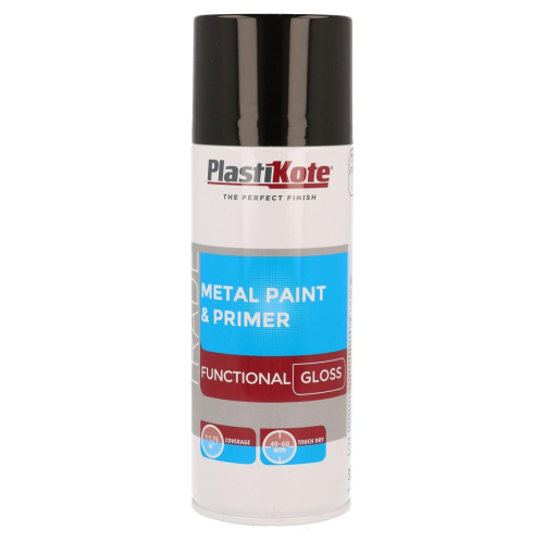 Metal Paint and Primer Gloss Black 400ml 2 in 1 Protection for Metal Surfaces