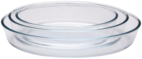 3Piece Clear Glass Oven Dish Set Baking Roasting Microwave Safe Nesting Cookware