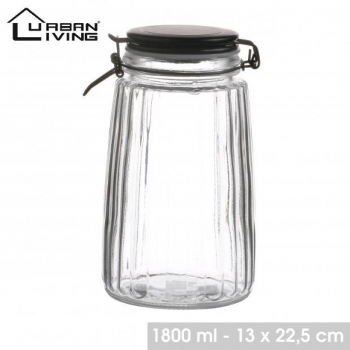 1.8L Black Clip Top Food Preserving Glass Jar