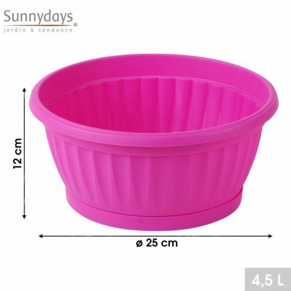 Pink Round Plant Pot and Saucer Planter 4.5 L