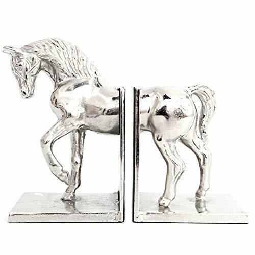 Aluminium Silver Horse Bookends