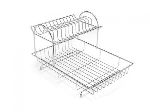 2 Tier Kitchen Sink Dish Stainless Steel Draining Rack