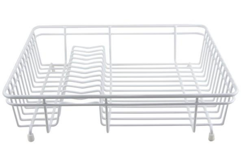 Large White Dish Drainer Durable Coated Steel Stylish Compact Kitchen Storage