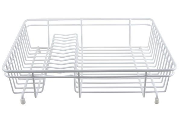 Large White Dish Drainer Durable Coated Steel Stylish Compact Kitchen Storage