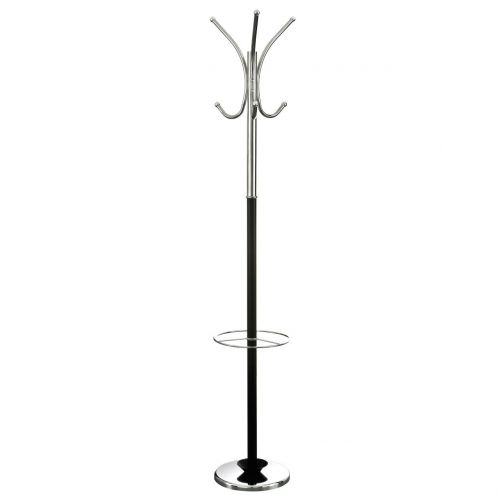 Coat Stand With Umbrella Holder Floor Standing Tower Black/Chrome