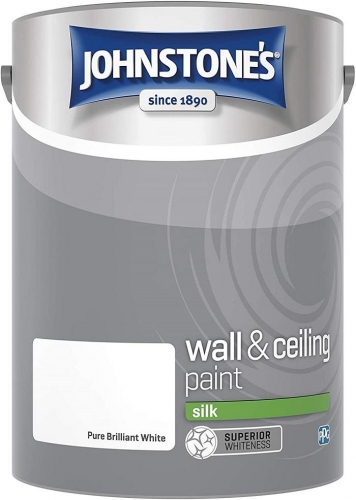 Johnstones Wall and Ceiling Paint Silk Pure Brilliant White 5L