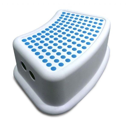 Bathroom Step Stool - White & Teal