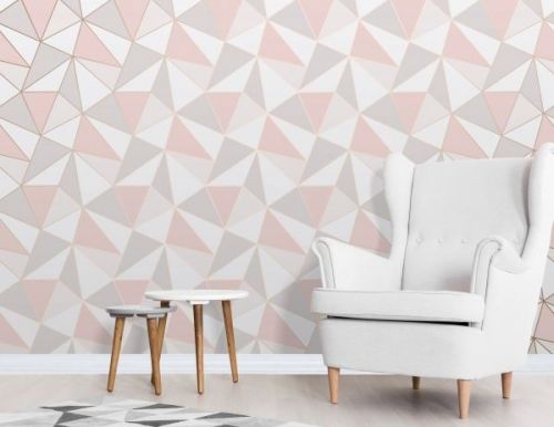 Elegant Apex Geo Sidewall Rose Gold Wallpaper Wall Decoration 0.52m x 10.05m