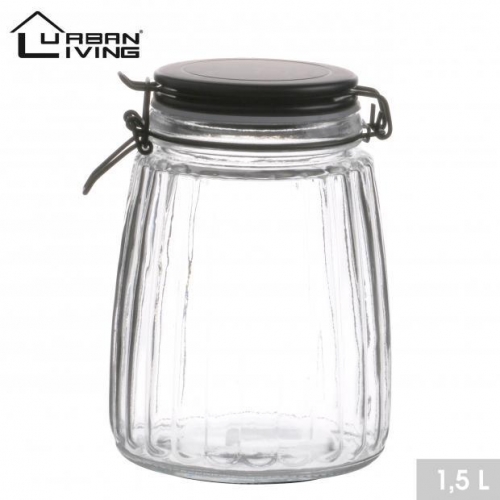 1.5L Black Clip Top Food Preserving Glass Jar