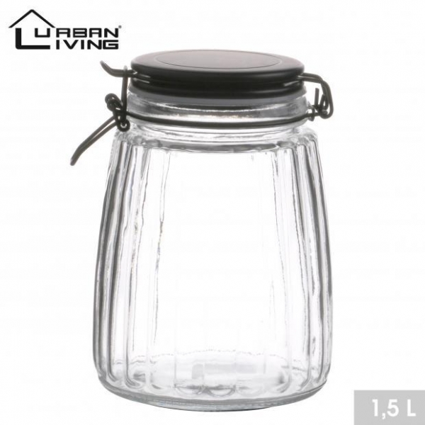 1.5L Black Clip Top Food Preserving Glass Jar